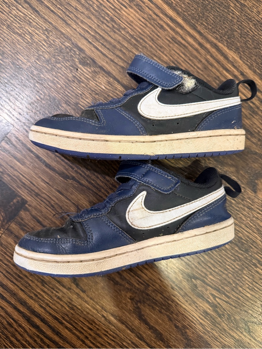 Nike Kids Navy and Black Velcro Sneakers with White Swoosh